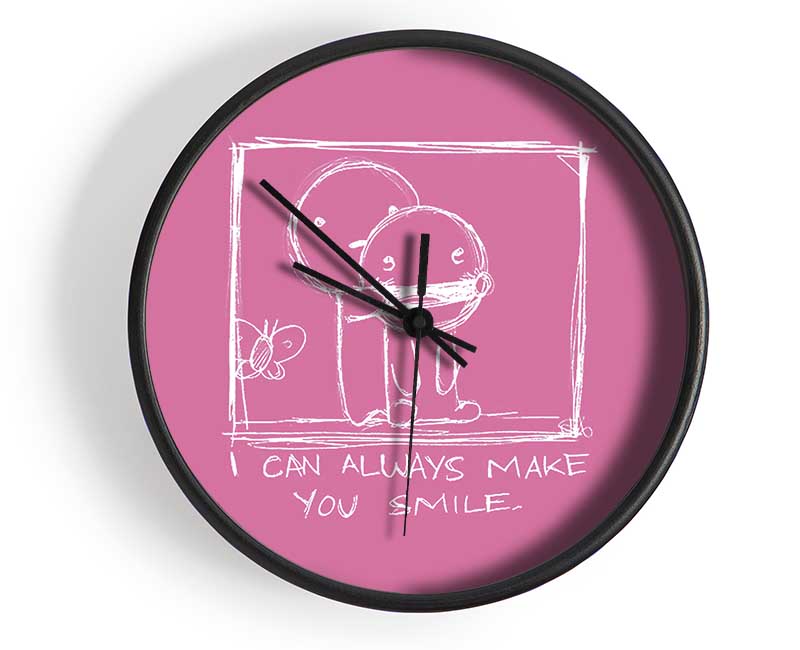 Love Quote I Can Always Make You Smile Pink Clock - Wallart-Direct UK