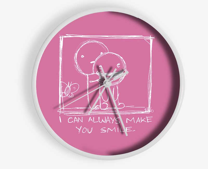 Love Quote I Can Always Make You Smile Pink Clock - Wallart-Direct UK