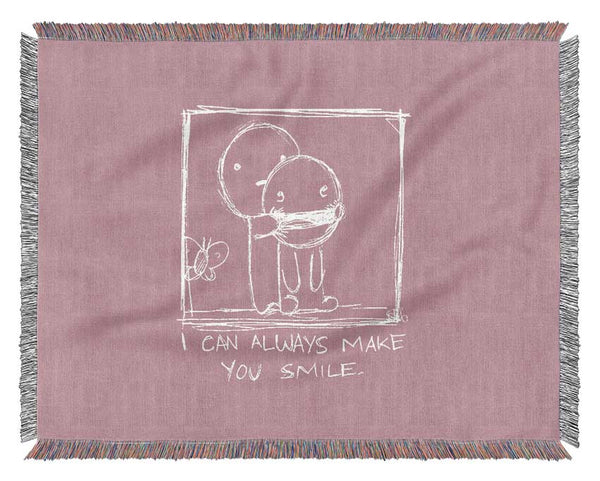 Love Quote I Can Always Make You Smile Pink Woven Blanket