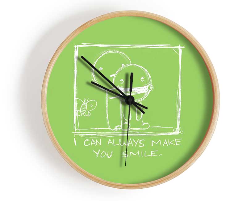 Love Quote I Can Always Make You Smile Lime Green Clock - Wallart-Direct UK