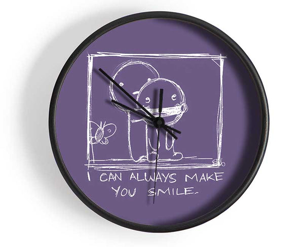 Love Quote I Can Always Make You Smile Lilac Clock - Wallart-Direct UK