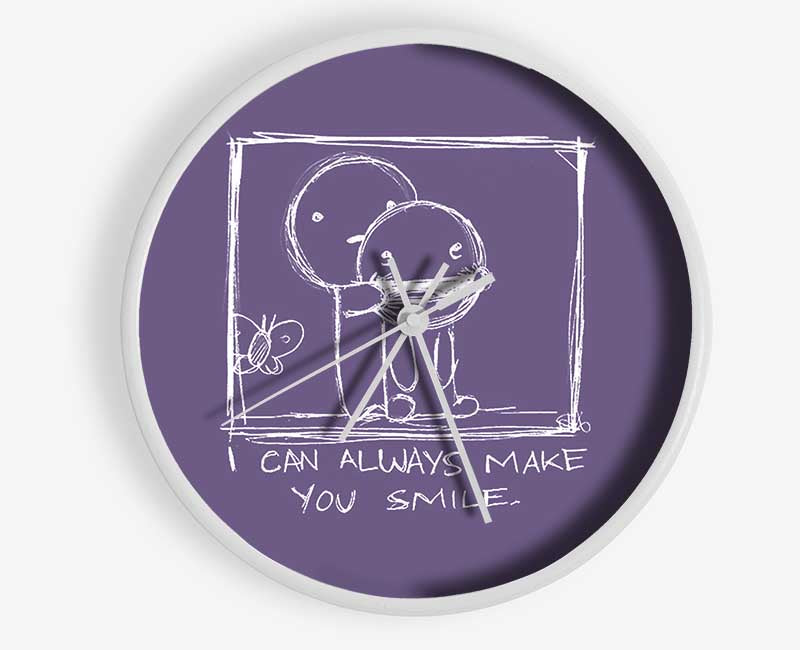 Love Quote I Can Always Make You Smile Lilac Clock - Wallart-Direct UK