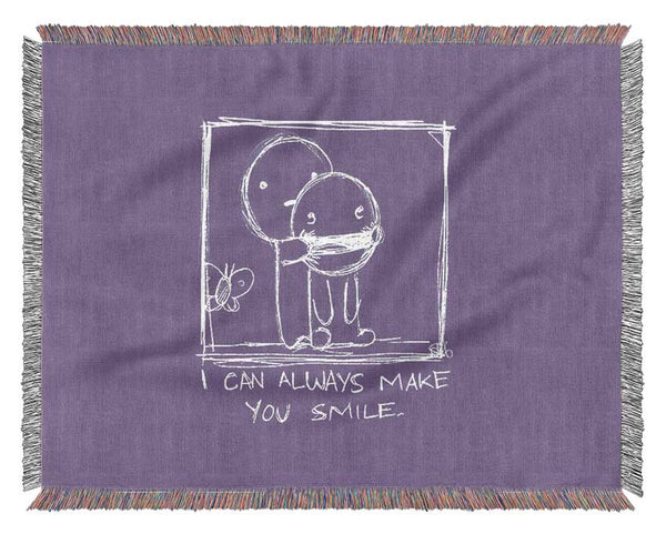 Love Quote I Can Always Make You Smile Lilac Woven Blanket