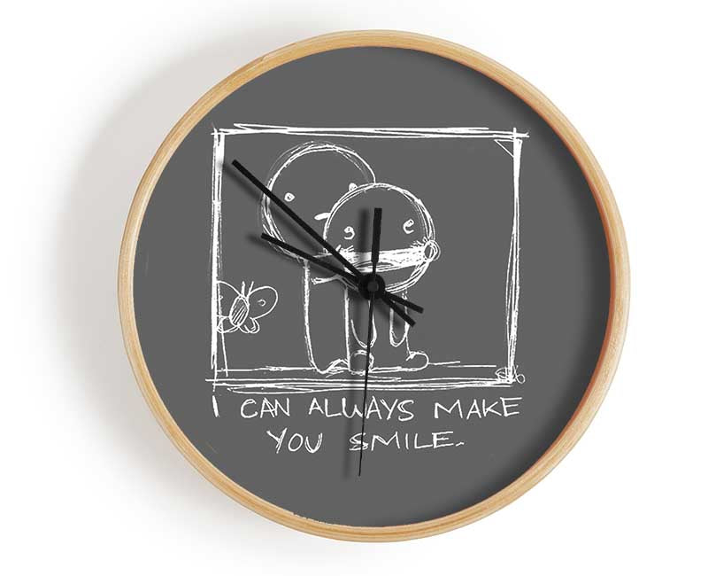 Love Quote I Can Always Make You Smile Grey Clock - Wallart-Direct UK