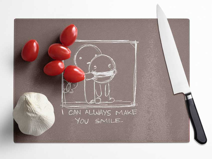 I Can Always Make You Smile Beige Glass Chopping Board