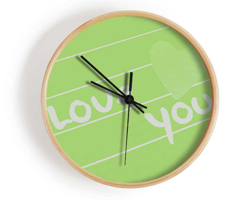 Love Quote I Love You Heart Lime Green Clock - Wallart-Direct UK