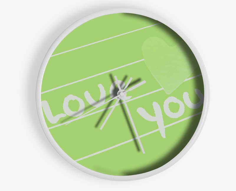 Love Quote I Love You Heart Lime Green Clock - Wallart-Direct UK