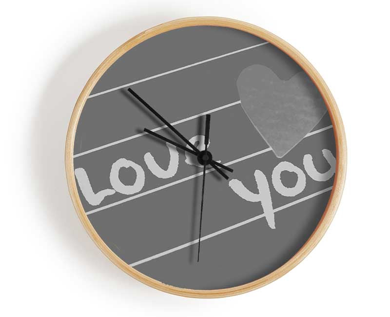 Love Quote I Love You Heart Grey Clock - Wallart-Direct UK