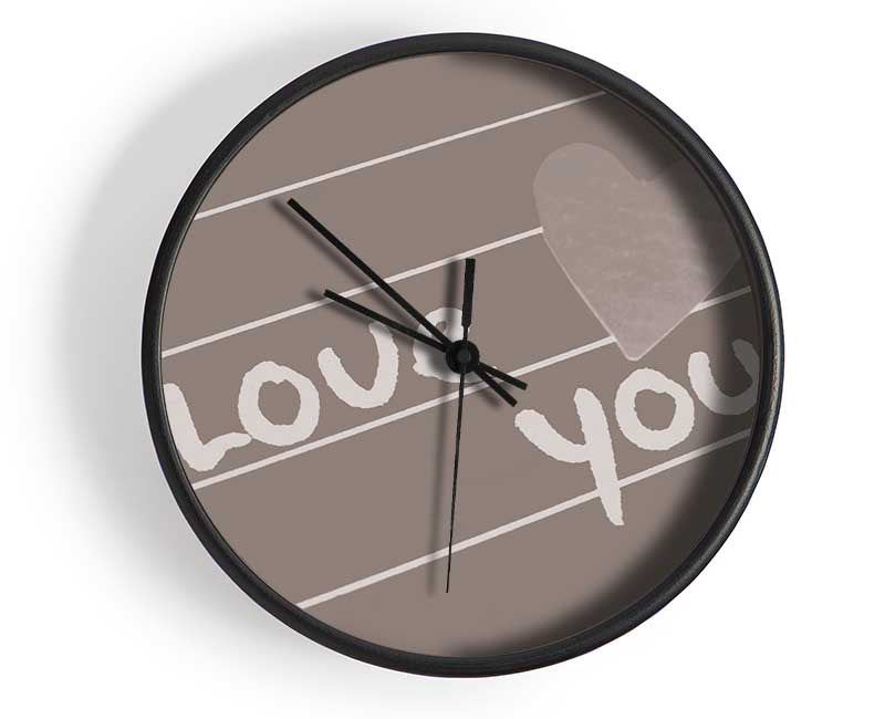 Love Quote I Love You Heart Beige Clock - Wallart-Direct UK