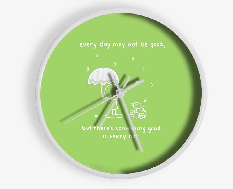 Theres Something Good In Every Day Lime Green Clock - Wallart-Direct UK