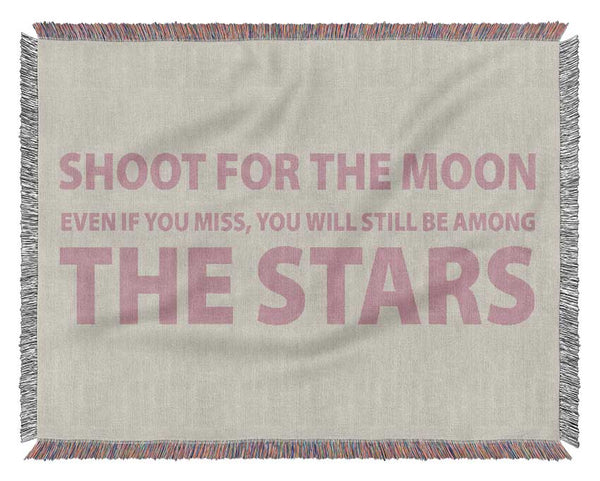 Motivational Quote Shoot For The Moon Pink Woven Blanket