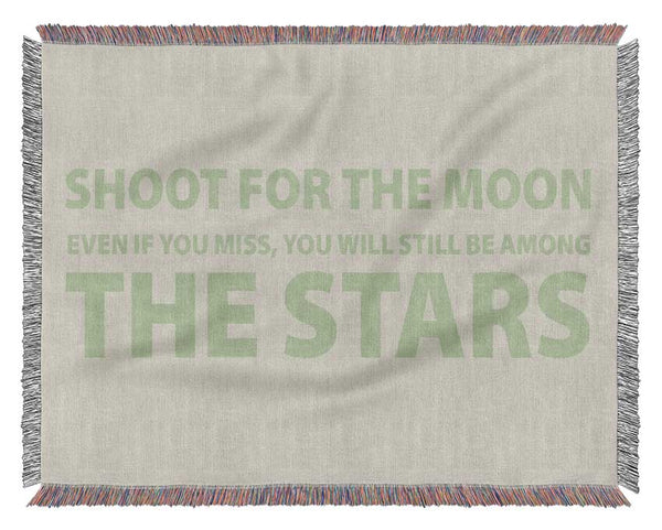 Motivational Quote Shoot For The Moon Lime Green Woven Blanket