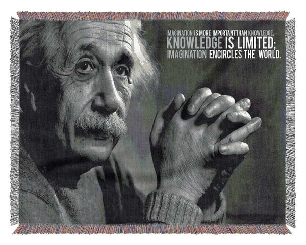 Motivational Quote Albert Einstein Imagination Is More Important Woven Blanket