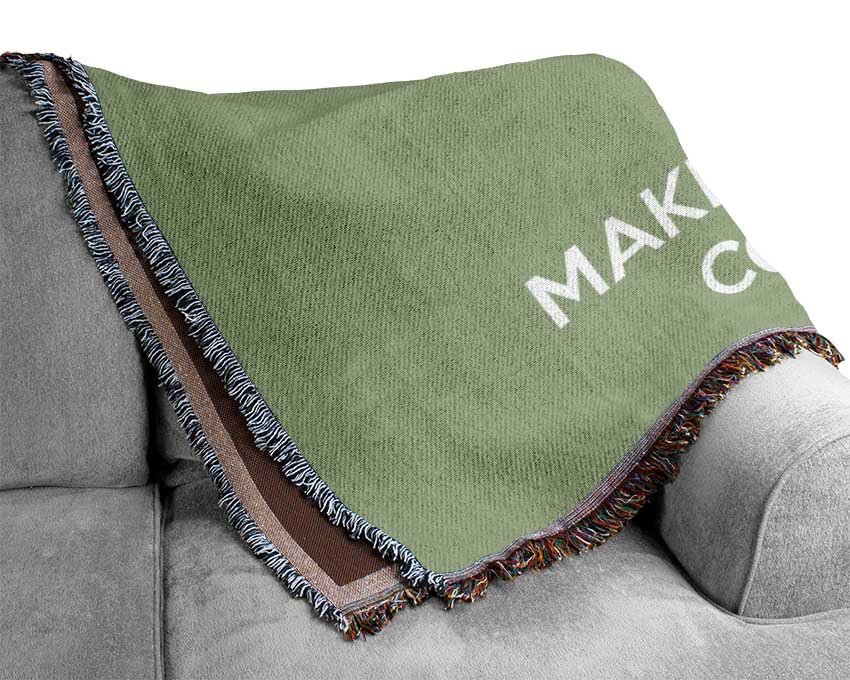 Keep Calm Make Your Dreams Come True Lime Green Woven Blanket