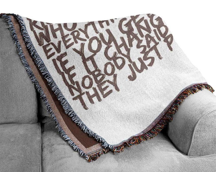 Motivational Quote Life Is Too Short Your Worth It Beige Woven Blanket