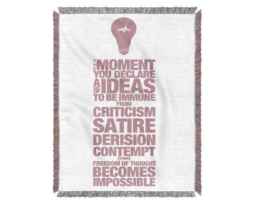 Motivational Quote Freedom Of Thought Pink Woven Blanket