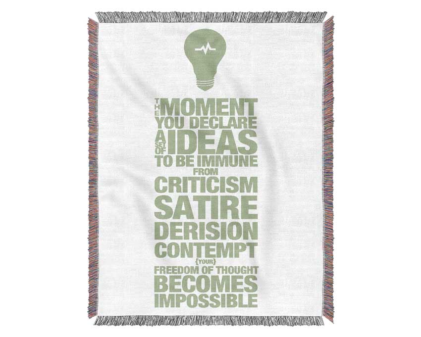 Motivational Quote Freedom Of Thought Lime Green Woven Blanket