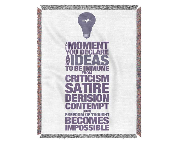 Motivational Quote Freedom Of Thought Lilac Woven Blanket