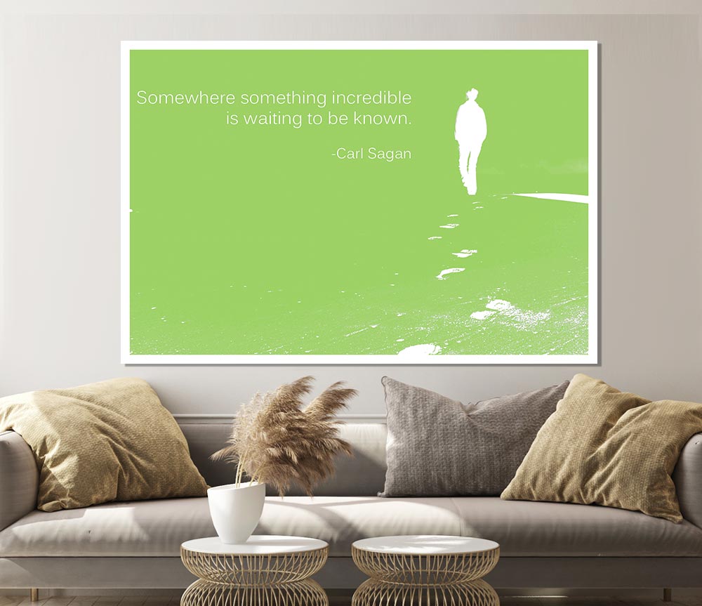 Carl Sagan Somewhere Something Lime Green Print Poster Wall Art