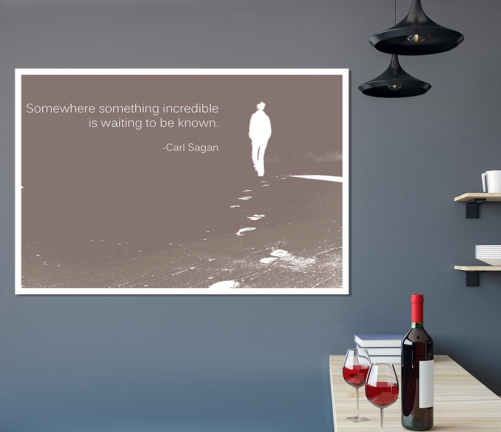 Carl Sagan Somewhere Something Beige Print Poster Wall Art