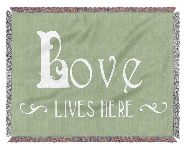 Love Quote Love Lives Here Vines Lime Green Woven Blanket