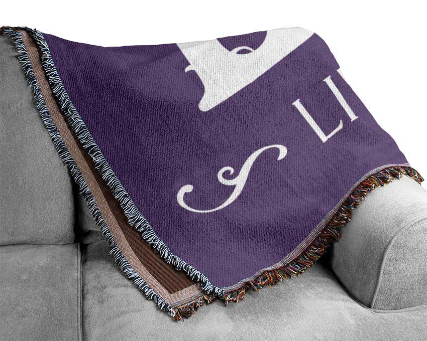 Love Quote Love Lives Here Vines Lilac Woven Blanket