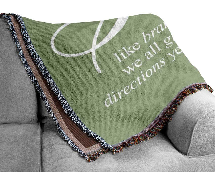 Family Quote Family We All Grow In Different Directions Lime Green Woven Blanket