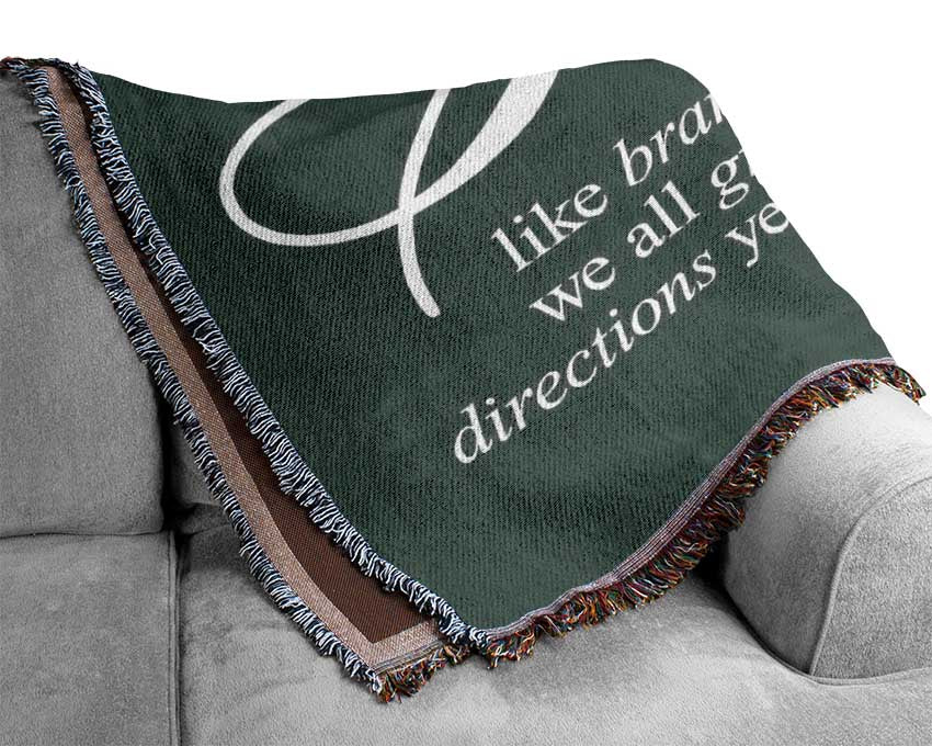 Family Quote Family We All Grow In Different Directions Grey Woven Blanket