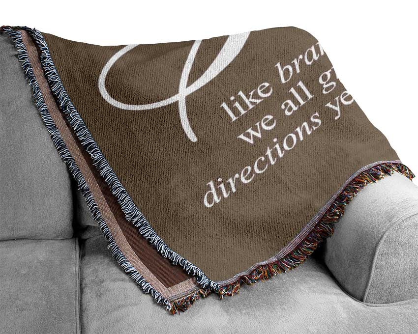 Family Quote Family We All Grow In Different Directions Beige Woven Blanket