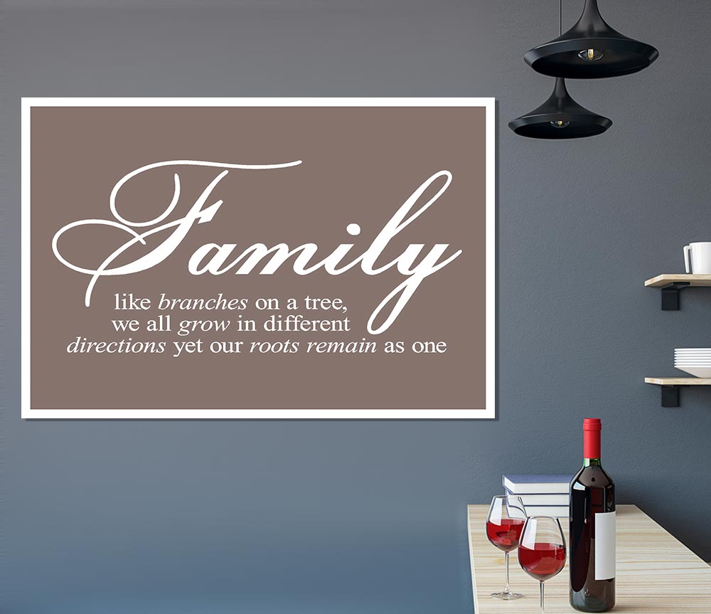 Family Quote Family We All Grow In Different Directions Beige Print Poster Wall Art