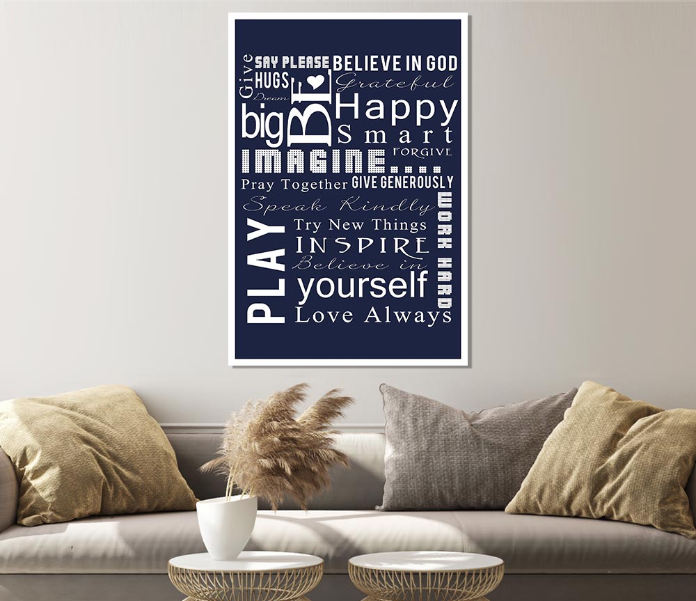 Home Quote Family Rules Be Happy Love Always Print Poster Wall Art