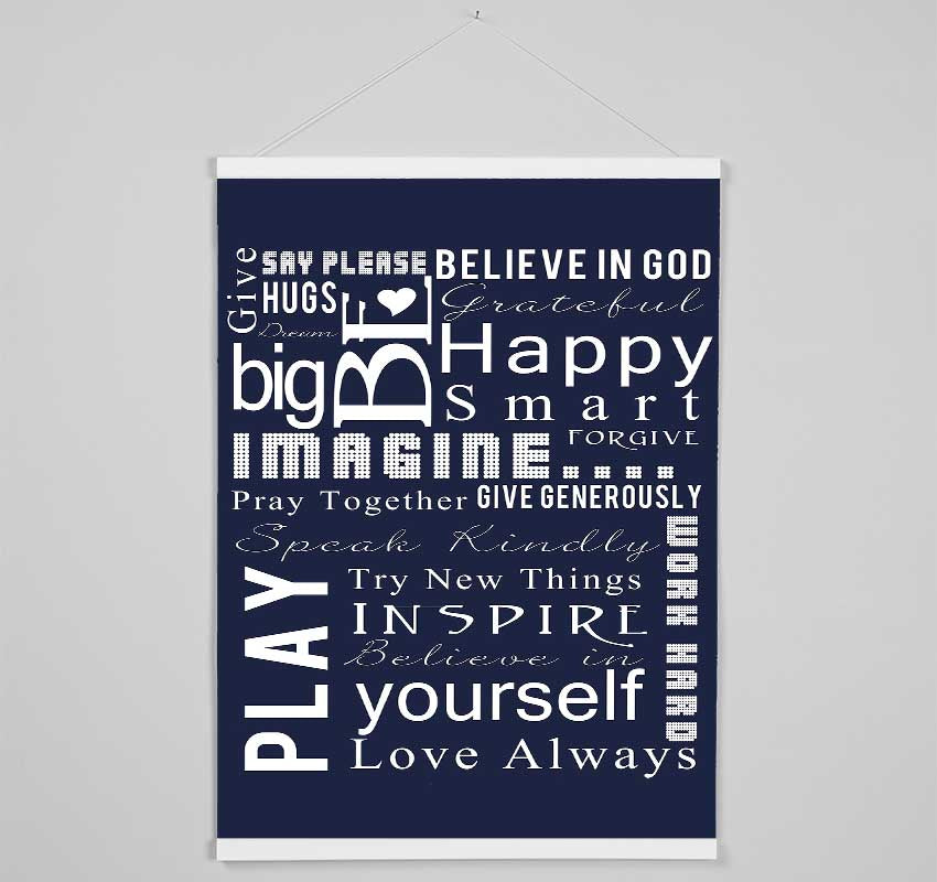 Home Quote Family Rules Be Happy Love Always Hanging Poster - Wallart-Direct UK