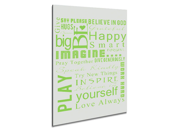 Home Quote Family Rules Be Happy Love Always Lime Green