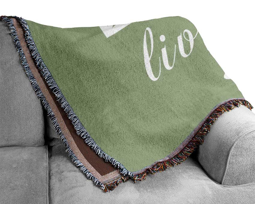 Love Quote Love Lives Here Lime Green Woven Blanket