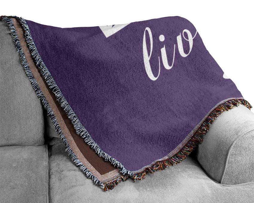 Love Quote Love Lives Here Lilac Woven Blanket