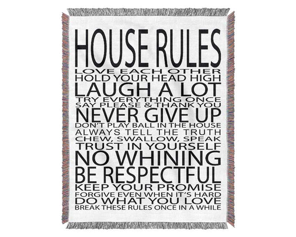 Family Quote House Rules Love Each Other Woven Blanket