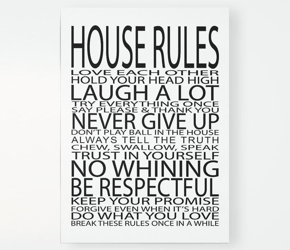 Family Quote House Rules Love Each Other Print Poster Wall Art