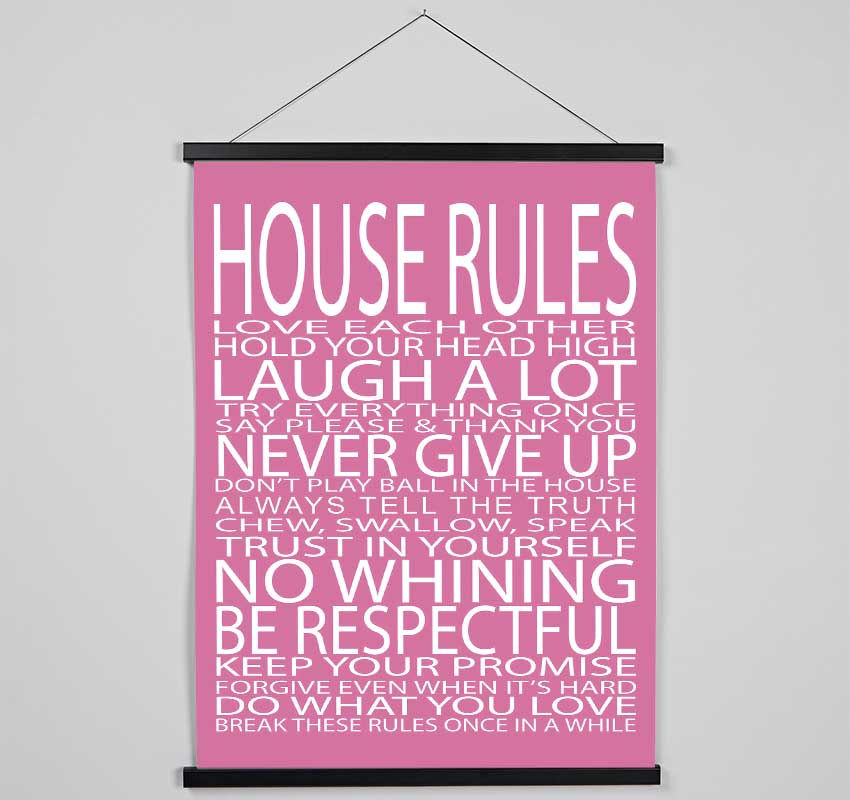 Family Quote House Rules Love Each Other Pink Hanging Poster - Wallart-Direct UK