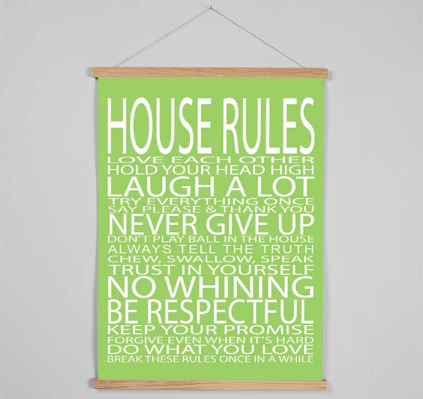 Family Quote House Rules Love Each Other Lime Green Hanging Poster - Wallart-Direct UK