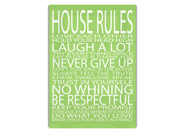 House Rules Love Each Other Lime Green