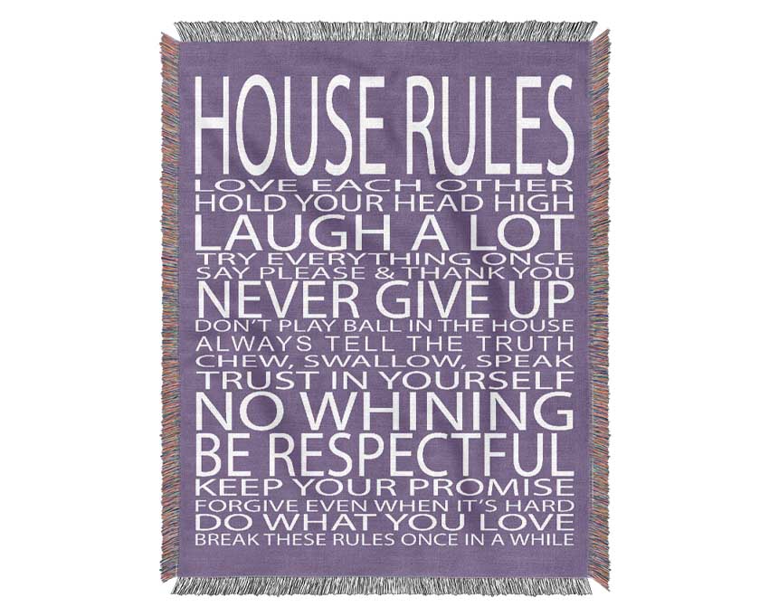 Family Quote House Rules Love Each Other Lilac Woven Blanket