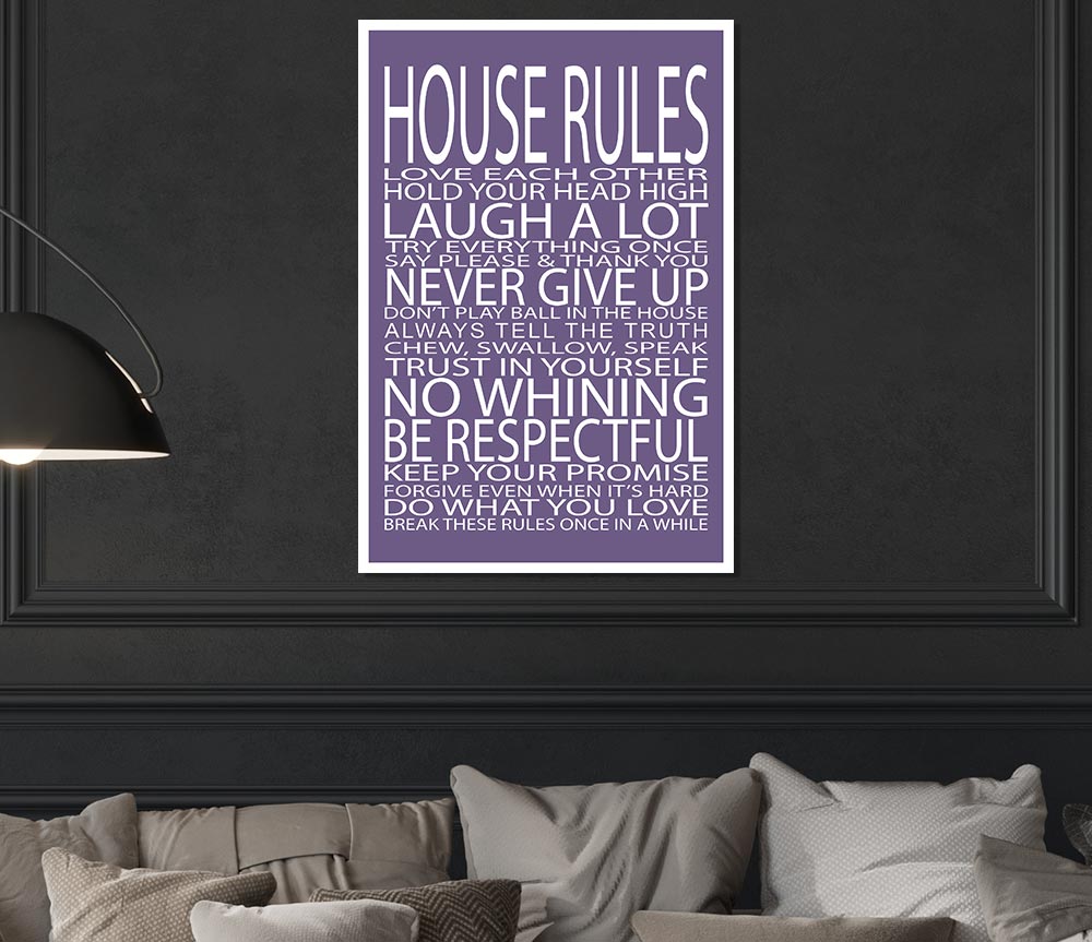 Family Quote House Rules Love Each Other Lilac Print Poster Wall Art