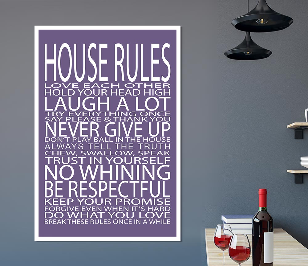 Family Quote House Rules Love Each Other Lilac Print Poster Wall Art