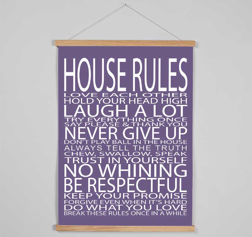 Family Quote House Rules Love Each Other Lilac Hanging Poster - Wallart-Direct UK