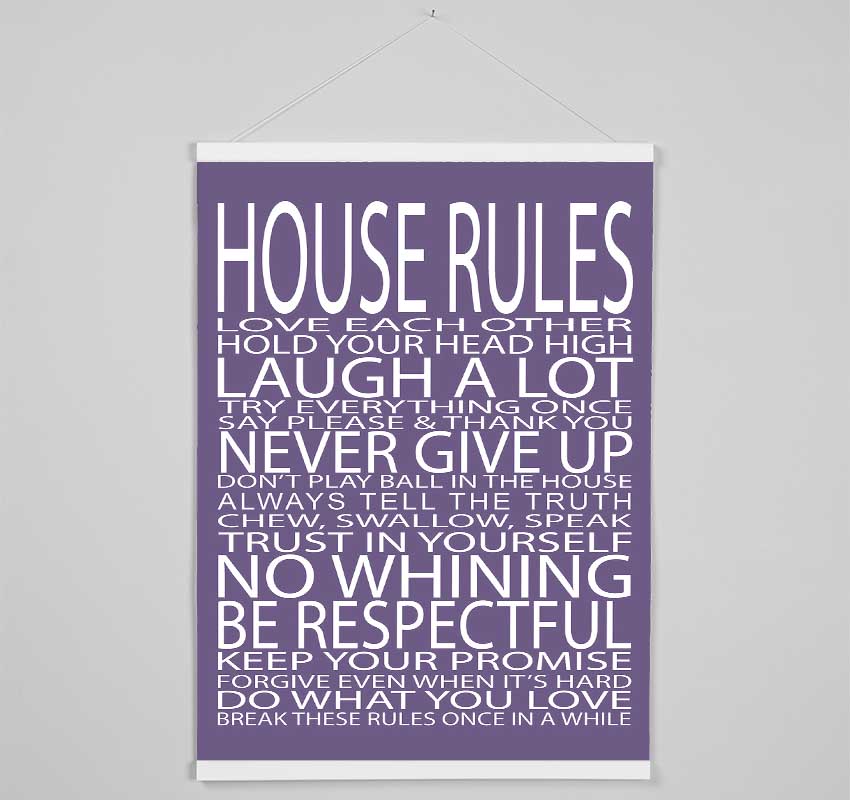 Family Quote House Rules Love Each Other Lilac Hanging Poster - Wallart-Direct UK