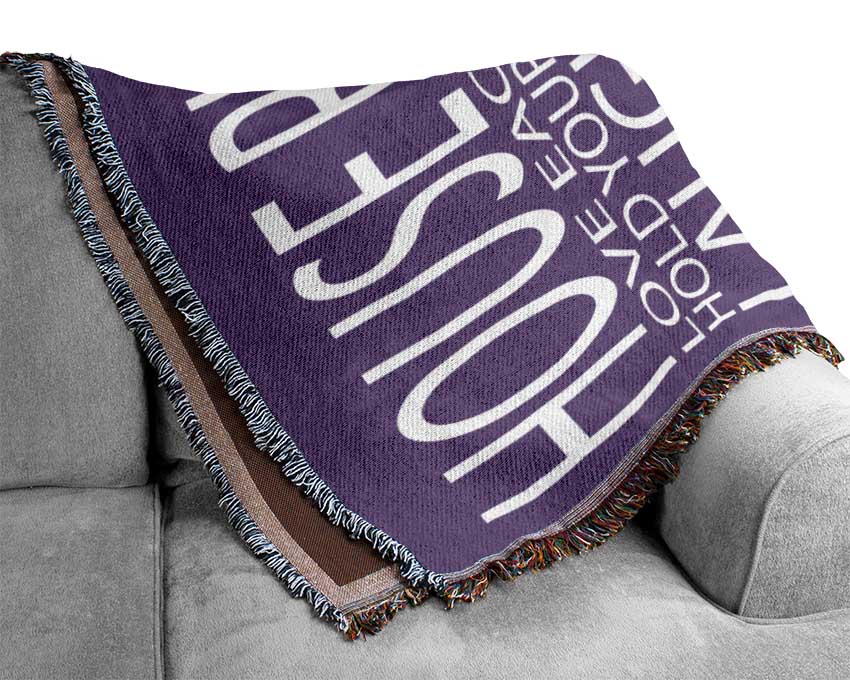 Family Quote House Rules Love Each Other Lilac Woven Blanket