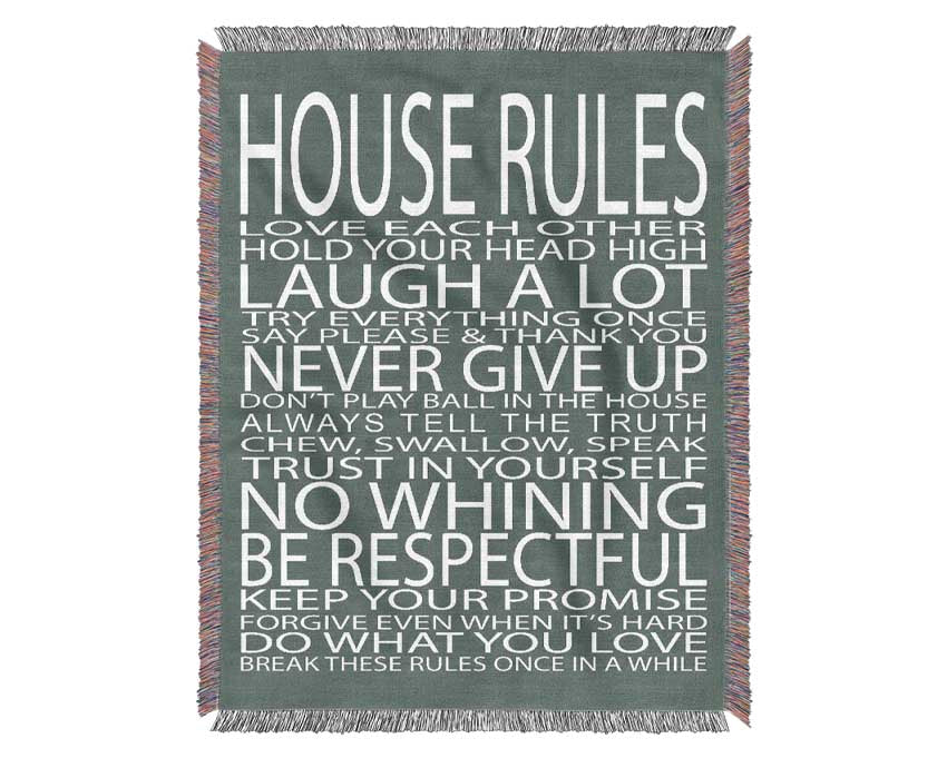 Family Quote House Rules Love Each Other Grey Woven Blanket