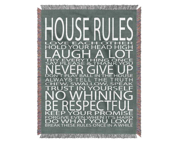 Family Quote House Rules Love Each Other Grey Woven Blanket