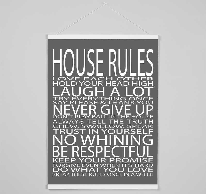 Family Quote House Rules Love Each Other Grey Hanging Poster - Wallart-Direct UK