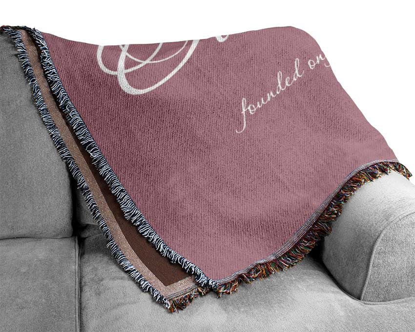 Family Quote Our Family Together Forever Pink Woven Blanket